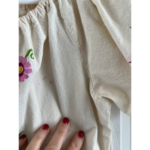 Vintage Mary Vi BARBADOS Maxi Dress Floral Embroidered Mexico Size 36 Gathered - Picture 9 of 10